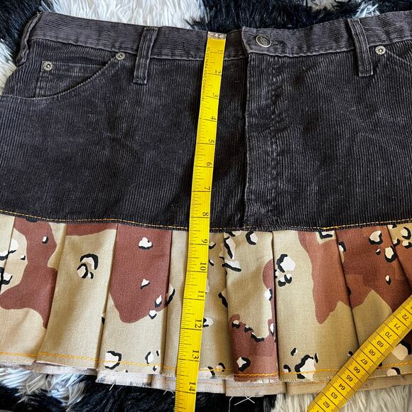 RCNSTRCT Reworked Corduroy Mini Skirt Camo Upcycled‎ Multi Tone Sz XL - Picture 5 of 5